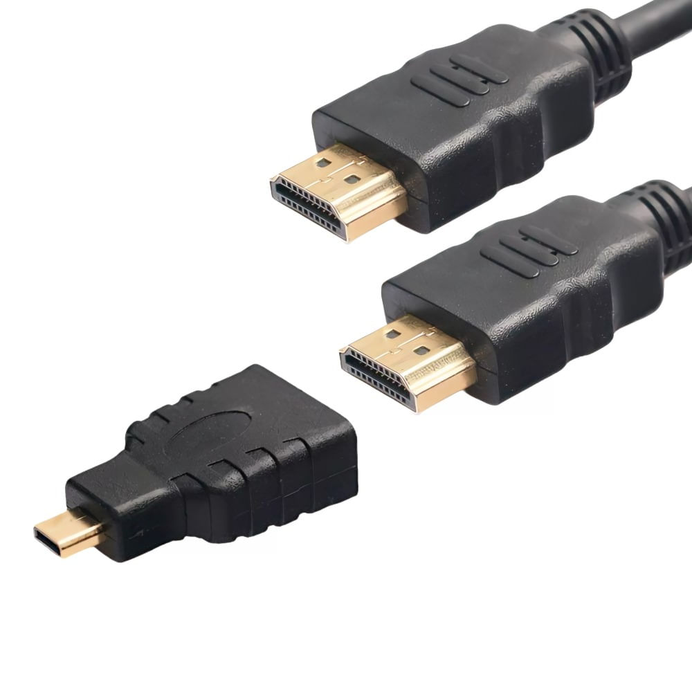 Cabo HDMI 1.4 com 1 Adaptador Micro HDMI 1,50 Metros